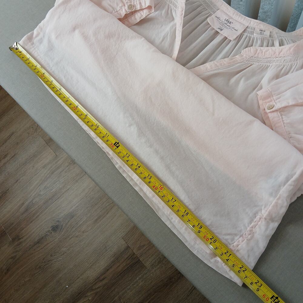 L.O.G.G. by H&M Sheer Pink Gauze Henley Blouse 8 pink lightweight cottage - Picture 14 of 16
